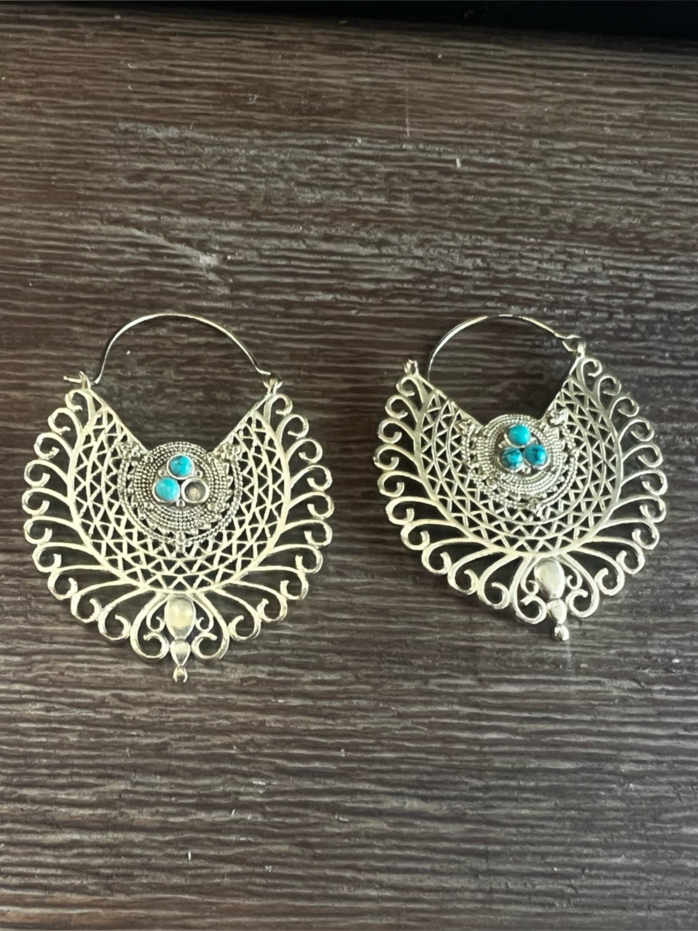 Daya- Hoop Earrings with Turquoise Accents